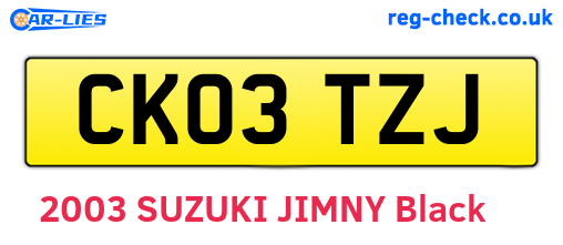 CK03TZJ are the vehicle registration plates.