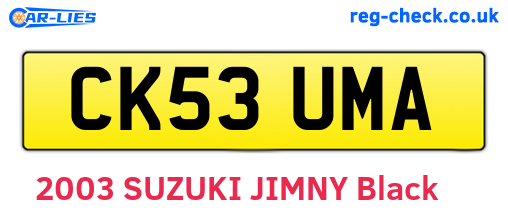 CK53UMA are the vehicle registration plates.