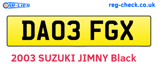 DA03FGX are the vehicle registration plates.
