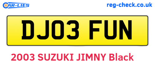 DJ03FUN are the vehicle registration plates.