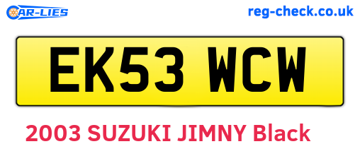 EK53WCW are the vehicle registration plates.