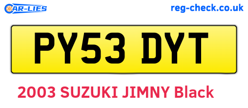 PY53DYT are the vehicle registration plates.