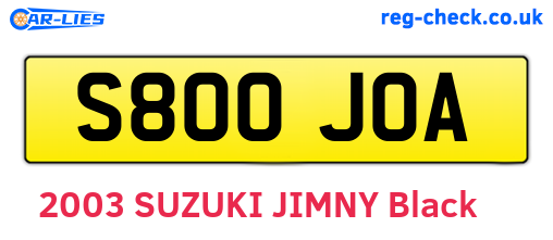 S800JOA are the vehicle registration plates.