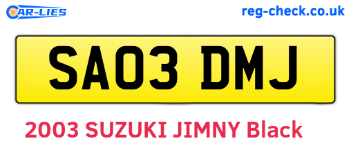 SA03DMJ are the vehicle registration plates.