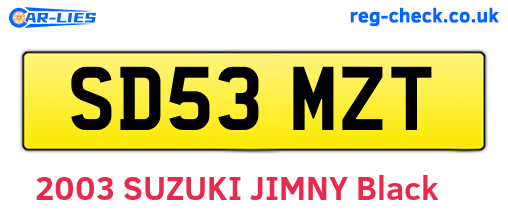 SD53MZT are the vehicle registration plates.
