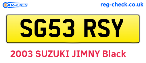 SG53RSY are the vehicle registration plates.
