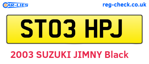 ST03HPJ are the vehicle registration plates.