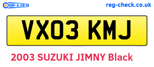 VX03KMJ are the vehicle registration plates.