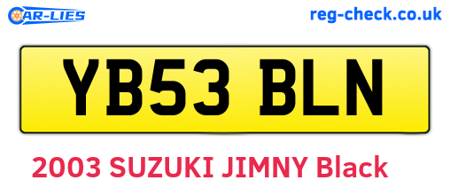 YB53BLN are the vehicle registration plates.