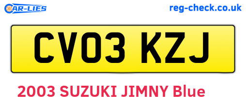 CV03KZJ are the vehicle registration plates.
