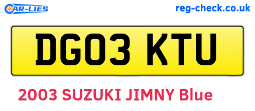 DG03KTU are the vehicle registration plates.