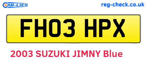 FH03HPX are the vehicle registration plates.