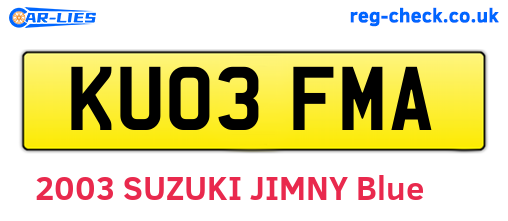 KU03FMA are the vehicle registration plates.