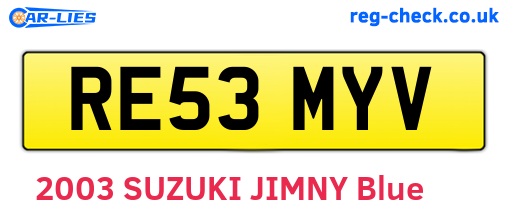 RE53MYV are the vehicle registration plates.
