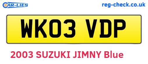 WK03VDP are the vehicle registration plates.