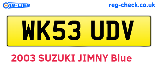 WK53UDV are the vehicle registration plates.