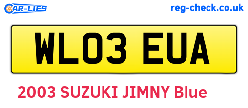 WL03EUA are the vehicle registration plates.