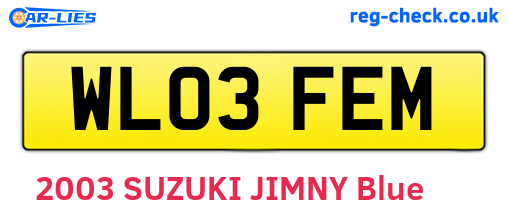 WL03FEM are the vehicle registration plates.