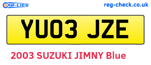 YU03JZE are the vehicle registration plates.