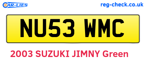 NU53WMC are the vehicle registration plates.