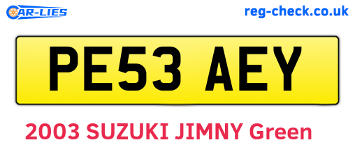 PE53AEY are the vehicle registration plates.