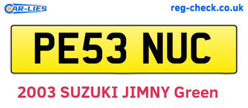 PE53NUC are the vehicle registration plates.