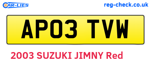 AP03TVW are the vehicle registration plates.