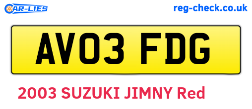 AV03FDG are the vehicle registration plates.