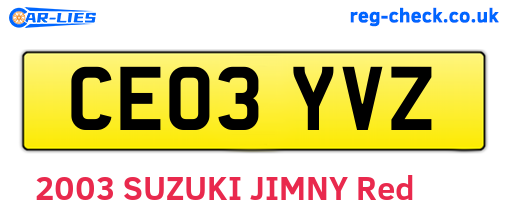 CE03YVZ are the vehicle registration plates.