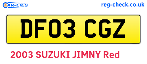 DF03CGZ are the vehicle registration plates.