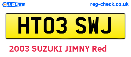 HT03SWJ are the vehicle registration plates.