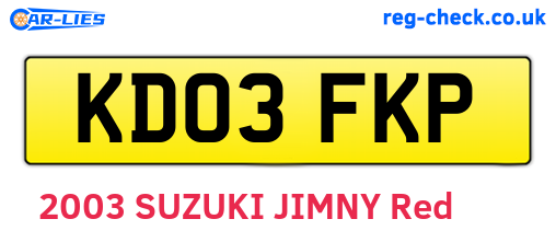 KD03FKP are the vehicle registration plates.