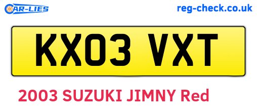 KX03VXT are the vehicle registration plates.