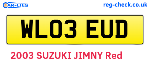 WL03EUD are the vehicle registration plates.