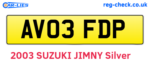 AV03FDP are the vehicle registration plates.