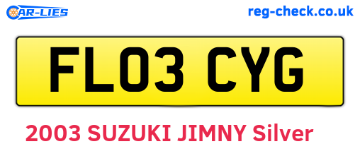 FL03CYG are the vehicle registration plates.