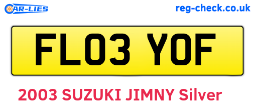 FL03YOF are the vehicle registration plates.