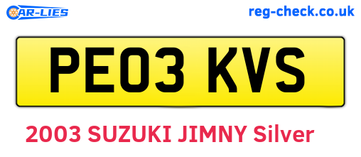 PE03KVS are the vehicle registration plates.