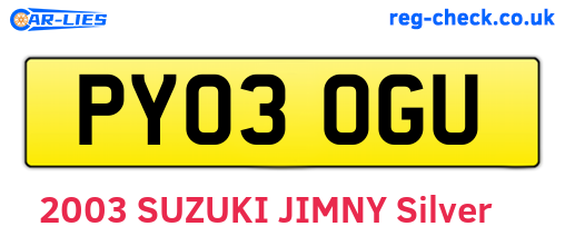 PY03OGU are the vehicle registration plates.