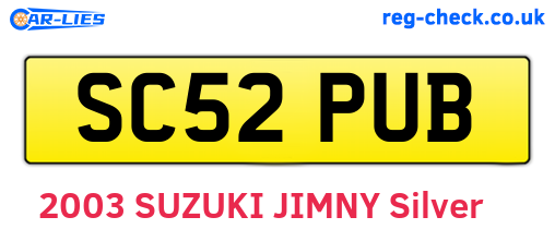 SC52PUB are the vehicle registration plates.