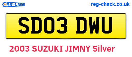 SD03DWU are the vehicle registration plates.