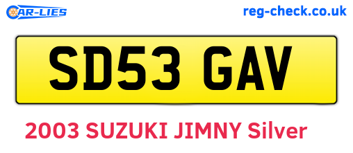 SD53GAV are the vehicle registration plates.