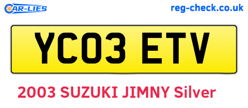 YC03ETV are the vehicle registration plates.