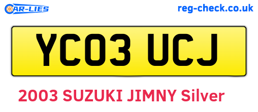YC03UCJ are the vehicle registration plates.