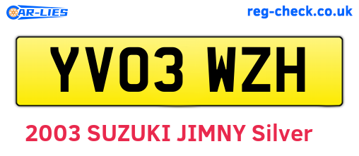 YV03WZH are the vehicle registration plates.