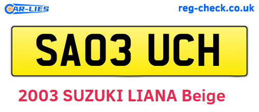 SA03UCH are the vehicle registration plates.