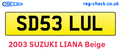 SD53LUL are the vehicle registration plates.