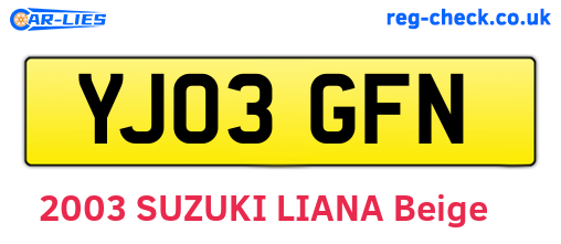 YJ03GFN are the vehicle registration plates.