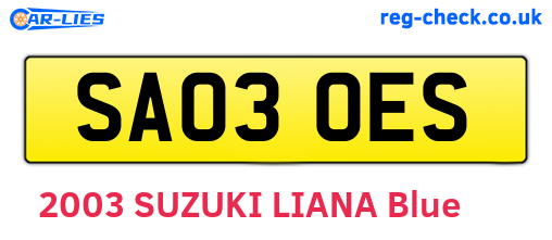 SA03OES are the vehicle registration plates.