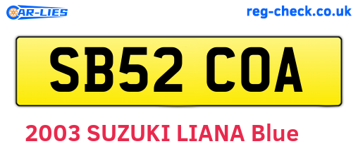 SB52COA are the vehicle registration plates.
